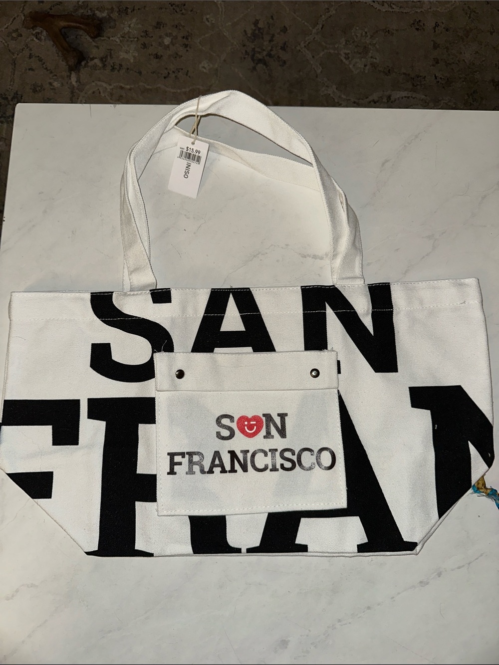 Miniso San Francisco white Canvas Tote Bag